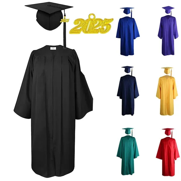 Matte Graduation Cap and Gown Class Set with Tassel