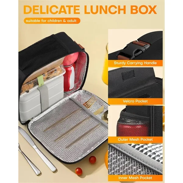 Large Capacity Insulated Lunch Bag with Mutiple Pockets