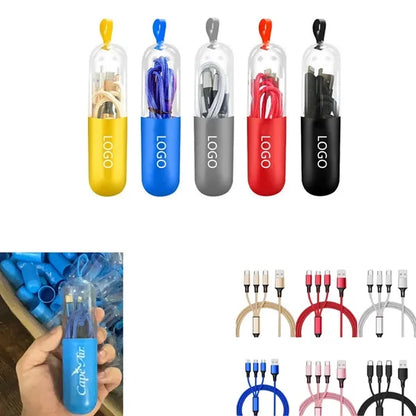3 in 1 Fast Charging Cable In Capsule Case With Key Loop
