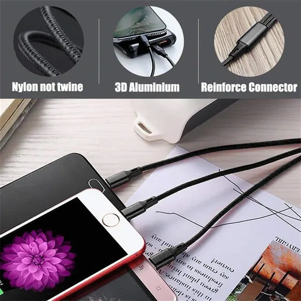 3 in 1 Fast Charging Cable In Capsule Case With Key Loop