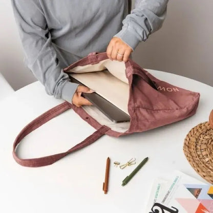 OPEN LAPTOP TOTE - CORDUROY