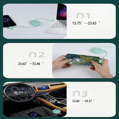 3 In 1 Fast Charging Cable Retractable USB Multi Device