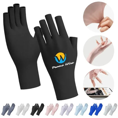 Outdoor Ice Silk UV Protection Nail Polish Fingerless Gloves