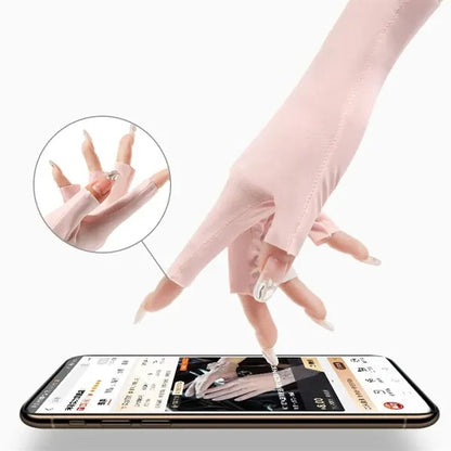 Outdoor Ice Silk UV Protection Nail Polish Fingerless Gloves