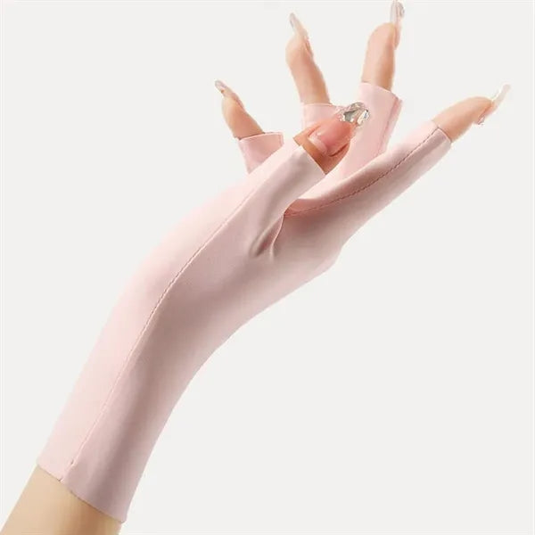 Outdoor Ice Silk UV Protection Nail Polish Fingerless Gloves