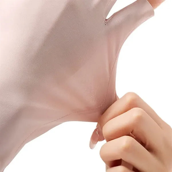 Outdoor Ice Silk UV Protection Nail Polish Fingerless Gloves