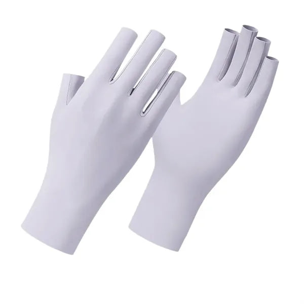 Outdoor Ice Silk UV Protection Nail Polish Fingerless Gloves