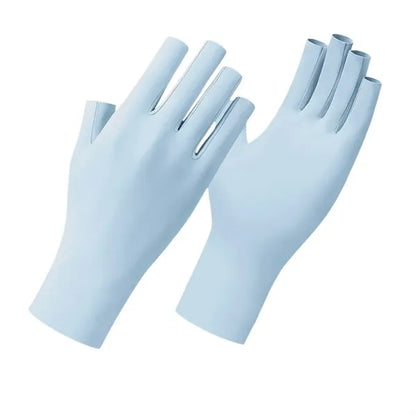 Outdoor Ice Silk UV Protection Nail Polish Fingerless Gloves