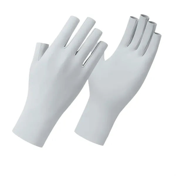 Outdoor Ice Silk UV Protection Nail Polish Fingerless Gloves