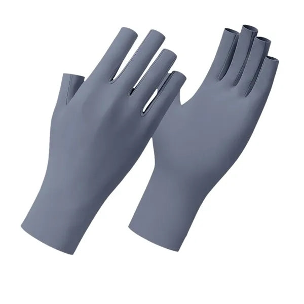 Outdoor Ice Silk UV Protection Nail Polish Fingerless Gloves