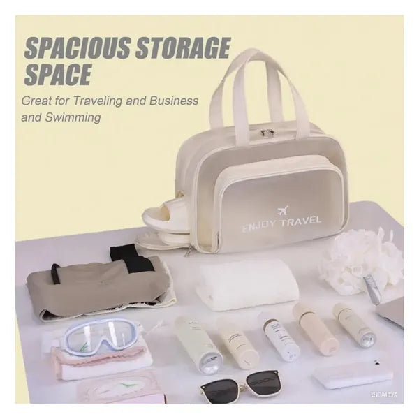 Large Clear Toiletry Bag with Shoe Compartment