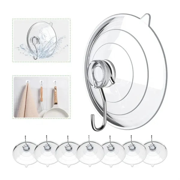 Clear Suction Cups with Metal Hooks