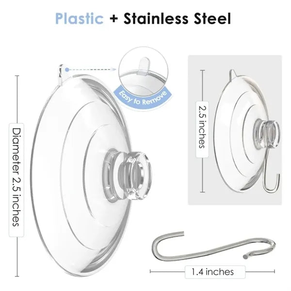 Clear Suction Cups with Metal Hooks