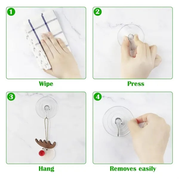 Clear Suction Cups with Metal Hooks