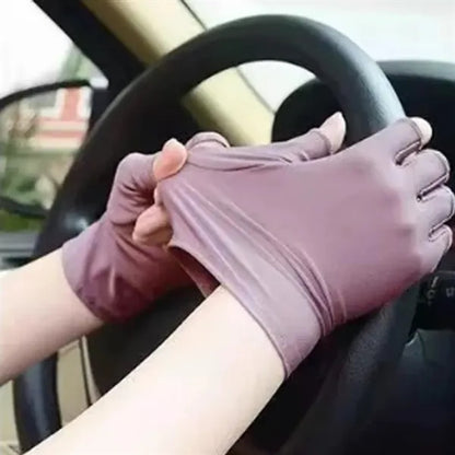 Anti-slip Ice Silk Sunscreen Touch Screen Gloves Breathable