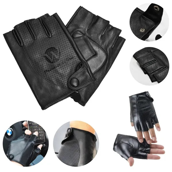 Genuine Leather Non-Slip Half-Finger Sheepskin Gloves