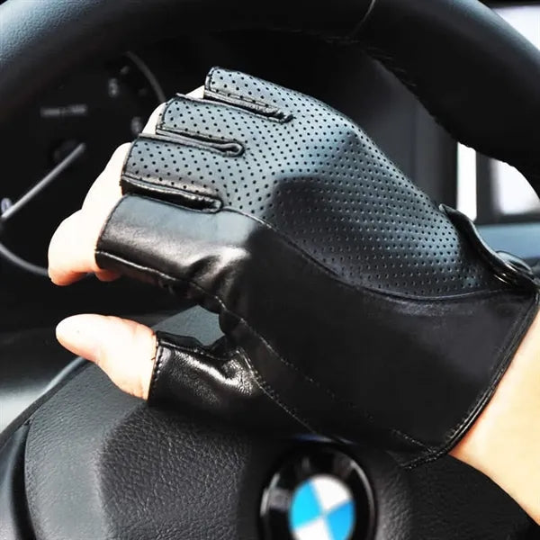 Genuine Leather Non-Slip Half-Finger Sheepskin Gloves