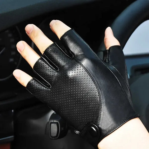 Genuine Leather Non-Slip Half-Finger Sheepskin Gloves