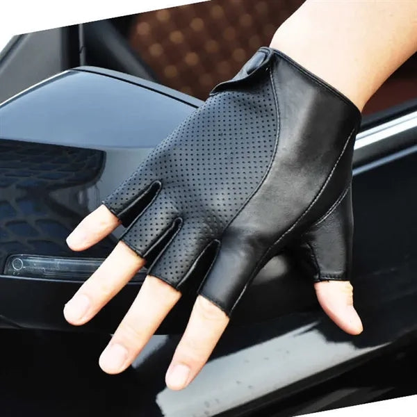 Genuine Leather Non-Slip Half-Finger Sheepskin Gloves