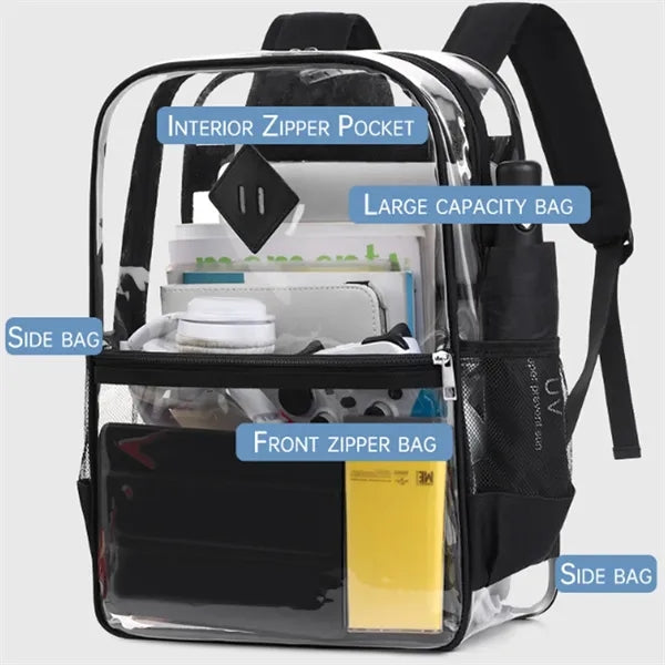 PVC Waterproof Transparent Large Capacity School Bag