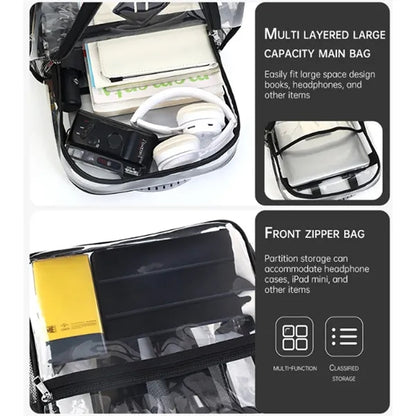 PVC Waterproof Transparent Large Capacity School Bag