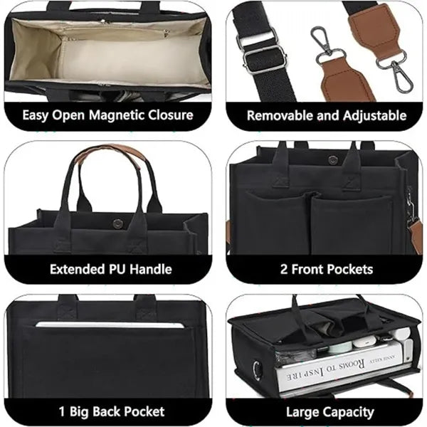 Versatile Durable Canvas Tote Bag With Magnetic Closure