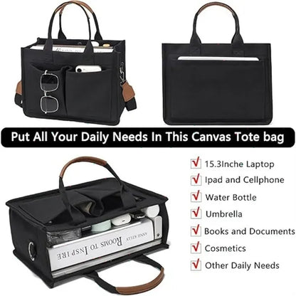 Versatile Durable Canvas Tote Bag With Magnetic Closure