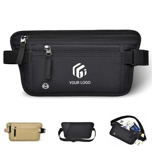 RFID Blocking Travel Money Belt Slim Fanny Passport Holder