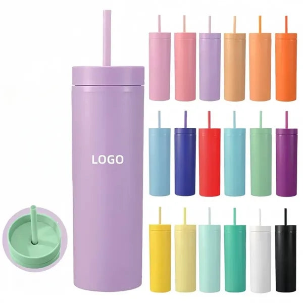 16 Oz Double-Wall Straight Straw Tumbler