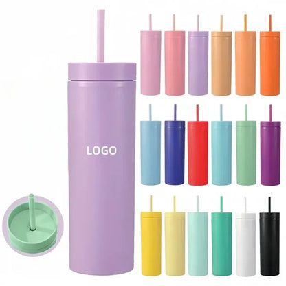 16 Oz Double-Wall Straight Straw Tumbler