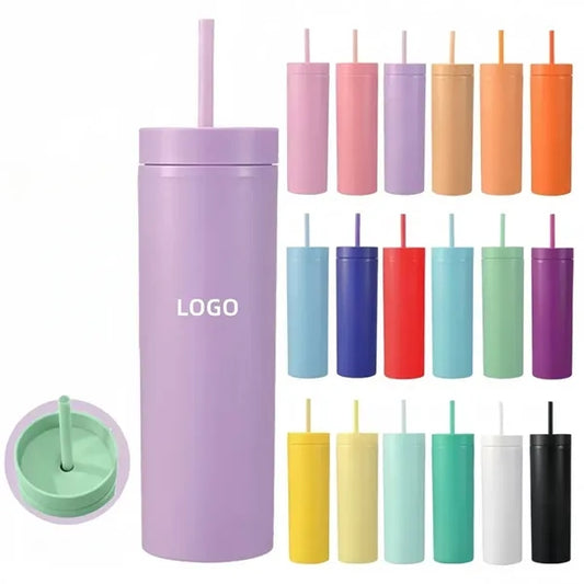 16 Oz Double-Wall Straight Straw Tumbler