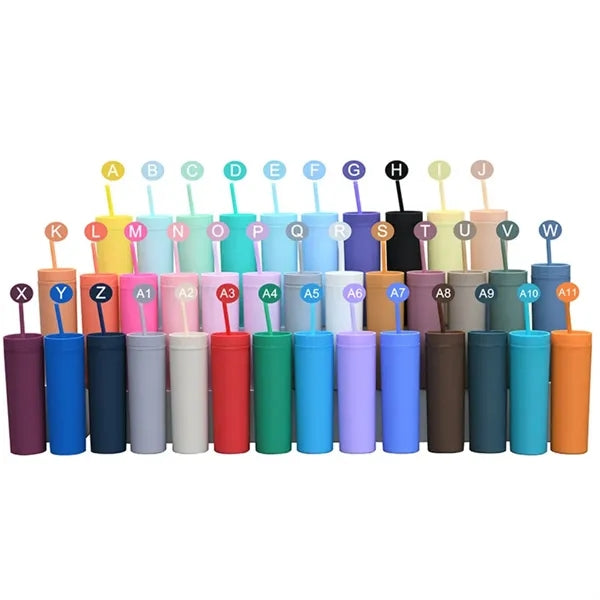 16 Oz Double-Wall Straight Straw Tumbler