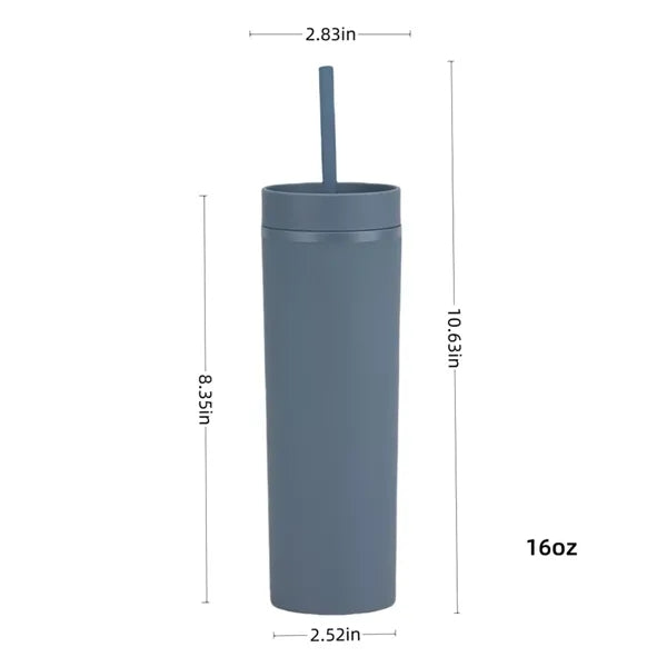 16 Oz Double-Wall Straight Straw Tumbler