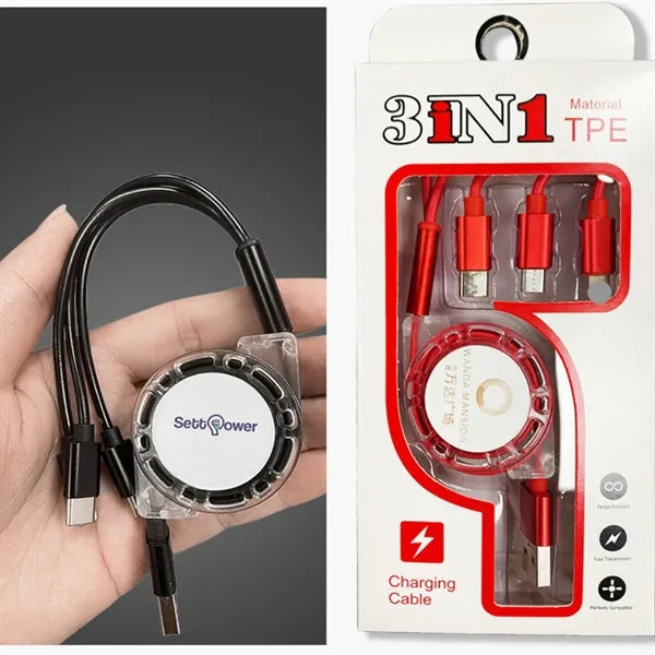 3 In 1 Retractable Charging Cable