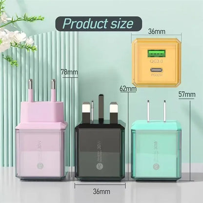 30W Transparent Dual Port Fast Charger