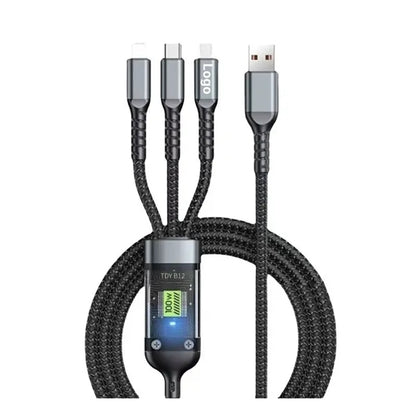 100W 3 In 1 Fast Charging Cable With Display