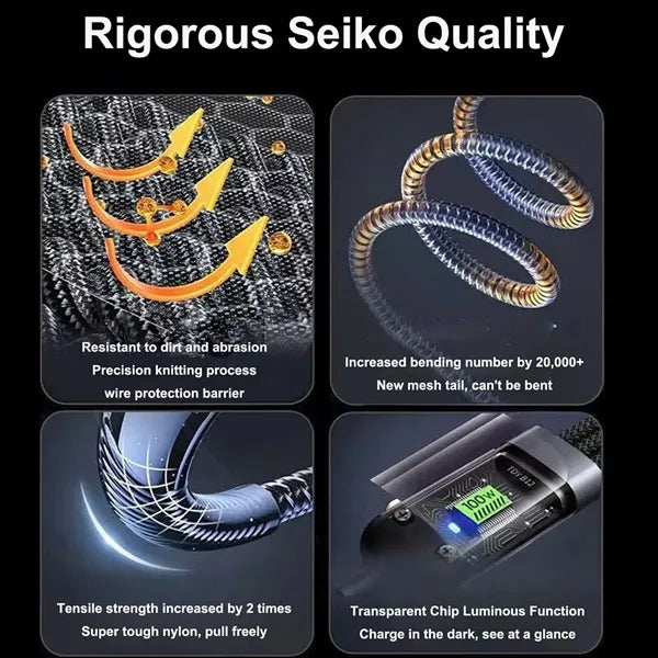 100W 3 In 1 Fast Charging Cable With Display