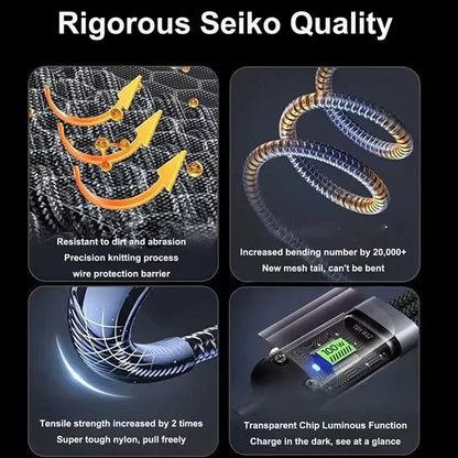 100W 3 In 1 Fast Charging Cable With Display