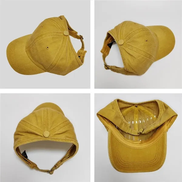 Adjustable sun women ponytail hat backless baseball cap