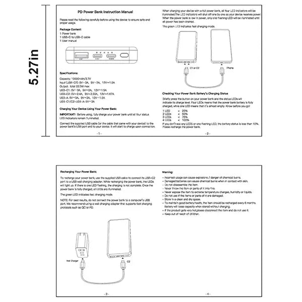 10,000 mAh UL Certified Power Bank