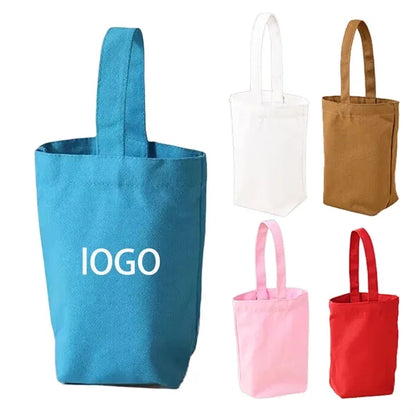 Soft Canvas Flat-Base Collapsible Bucket Bag