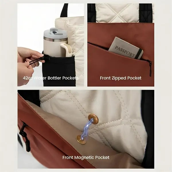 Puffer Bag and Work Bags with Zipper for Travel