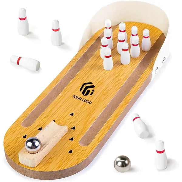 Stress relief fun gift toys mini wooden tabletop bowling set