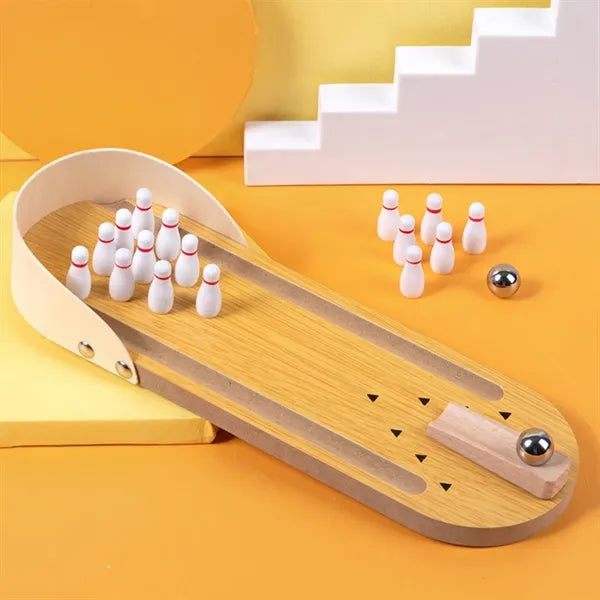 Stress relief fun gift toys mini wooden tabletop bowling set