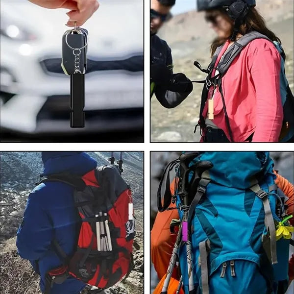 Camping hiking double tubes emergency survival safe whistle