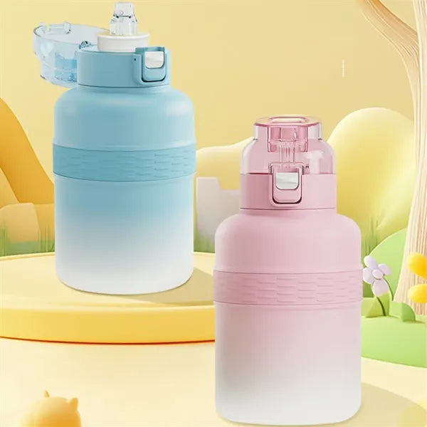 Large capacity portable fun fruit flavor straw thermos cup