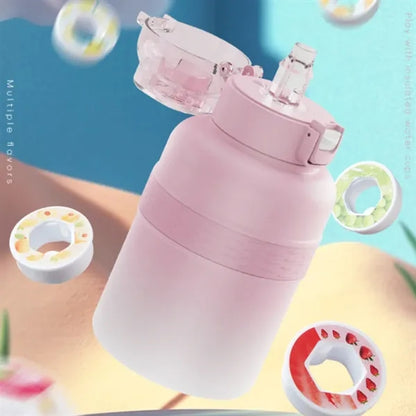 Large capacity portable fun fruit flavor straw thermos cup