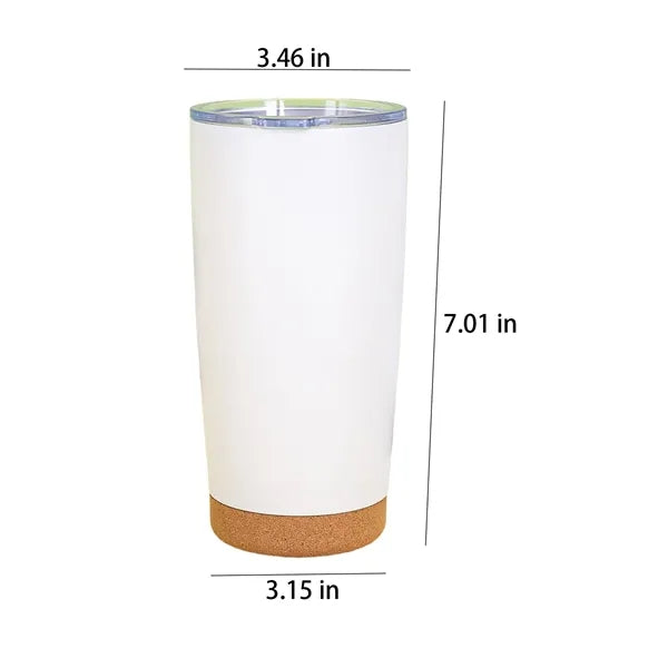 20oz Stainless Steel Tumbler With Cork Bottom Sliding Lid