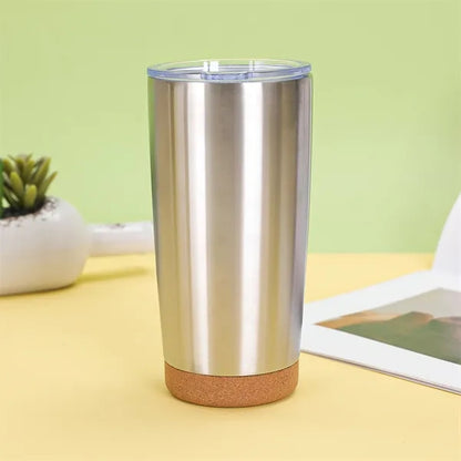 20oz Stainless Steel Tumbler With Cork Bottom Sliding Lid