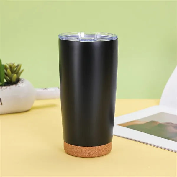 20oz Stainless Steel Tumbler With Cork Bottom Sliding Lid